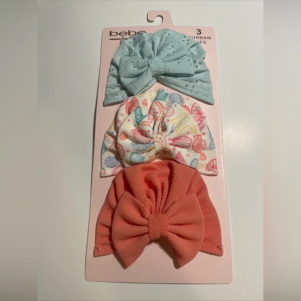 bebe Baby Boutique Baby Turbans 3pc New